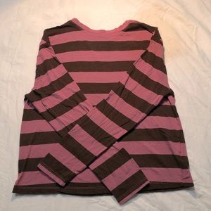 A New Day | brown and pink striped long-sleeved top